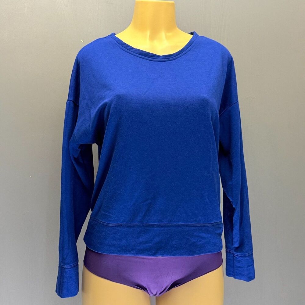 New York & Company Soho Street Fleece Sweatshirt Cobalt Blue Loungewear S